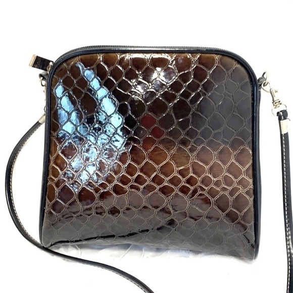 Vittorio Croc Embossed Vegan Leather Crossbody Bag - Picture 1 of 12